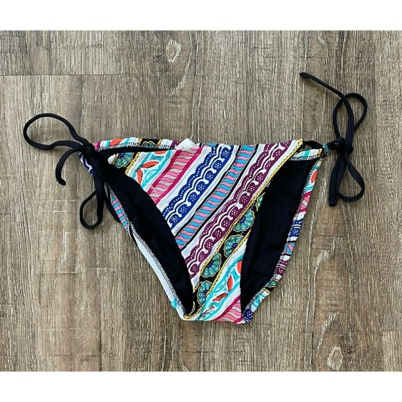 Trina Turk Womens Print String Bikini Swimsuit Bottom Blue White Sz 6 - Picture 1 of 3